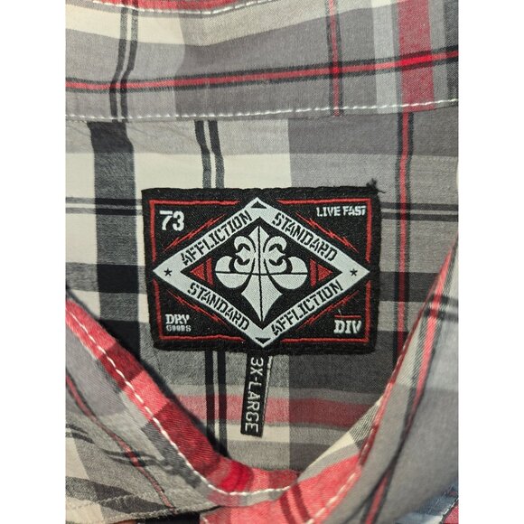 Affliction 73 Live Fast Plaid Western Shirt 3XL - Picture 5 of 10